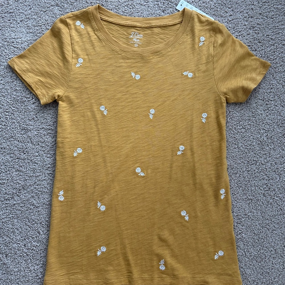 NWT J. Crew Floral Embroidered T-shirt XXS